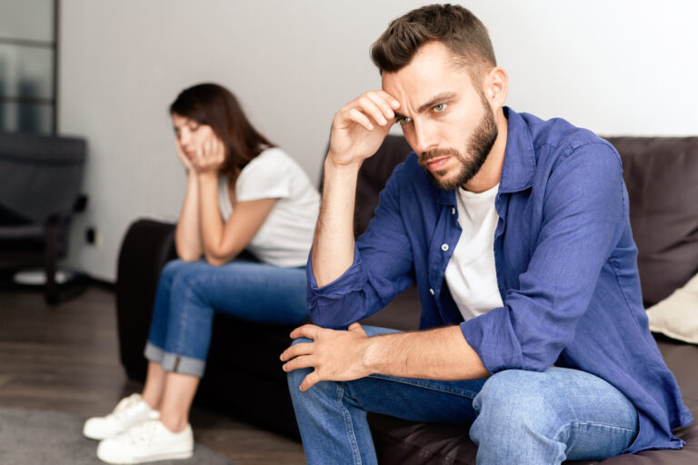 Frustrated couple not talking to one another